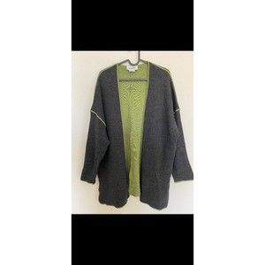 Le Comte Merano Wool mixed media Charcoal/green drop shoulder Cardigan Size - S